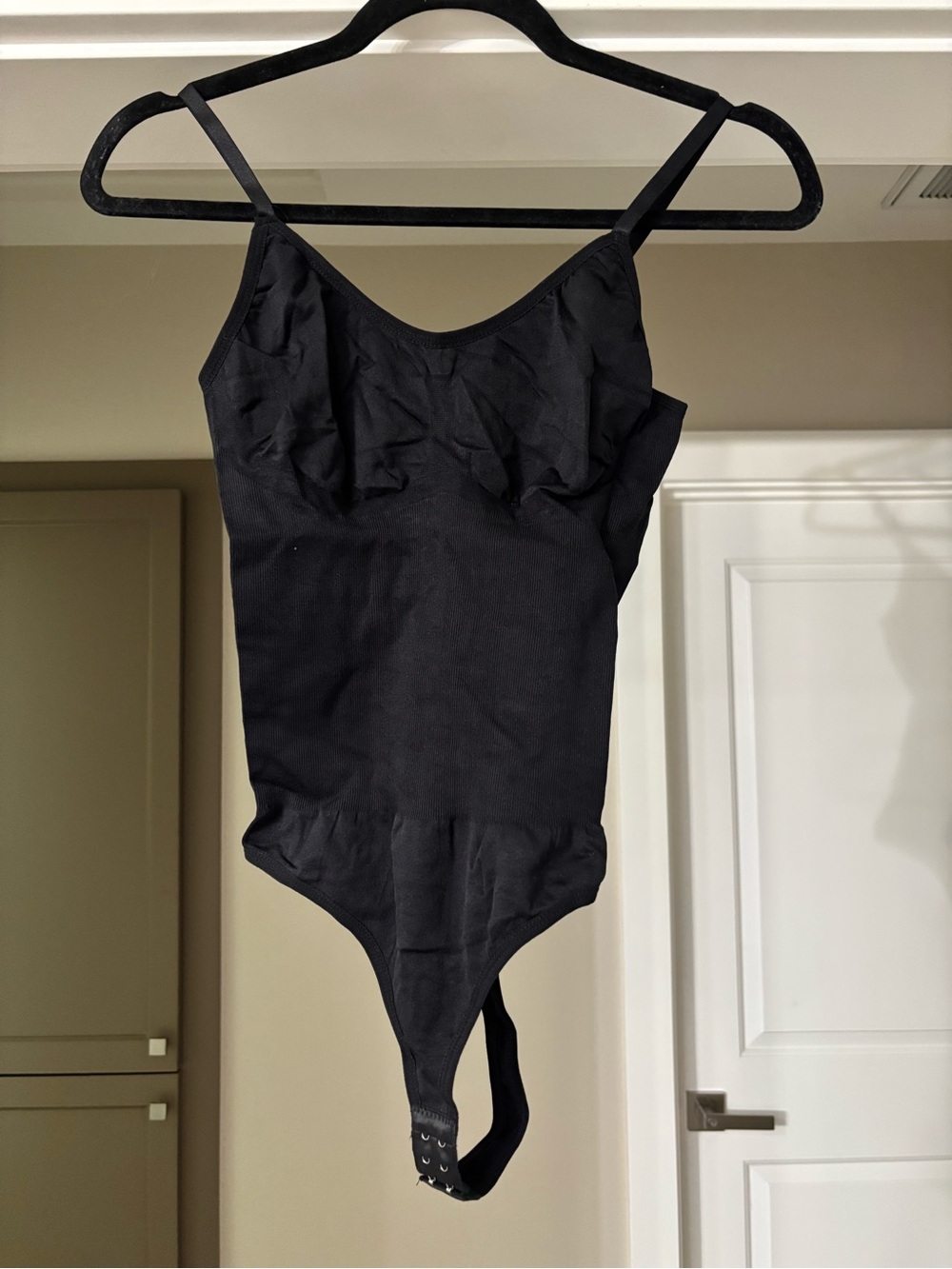 Black Women’s One-Piece Shapewear Bodysuit with Adjustable Straps